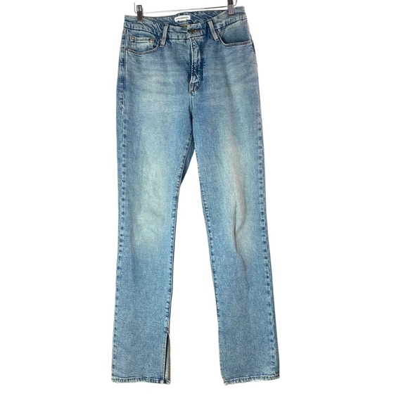 GOOD AMERICAN Good Boy Split Hem High Waist Straight Leg Jeans Size 8/29 - Picture 2 of 8